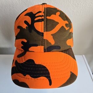 Vintage Duck Bay Duckbay Camouflage Hat Treebark Orange Camo‎ Snapback 1980s